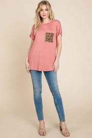Leopard Chest Pocket Tee