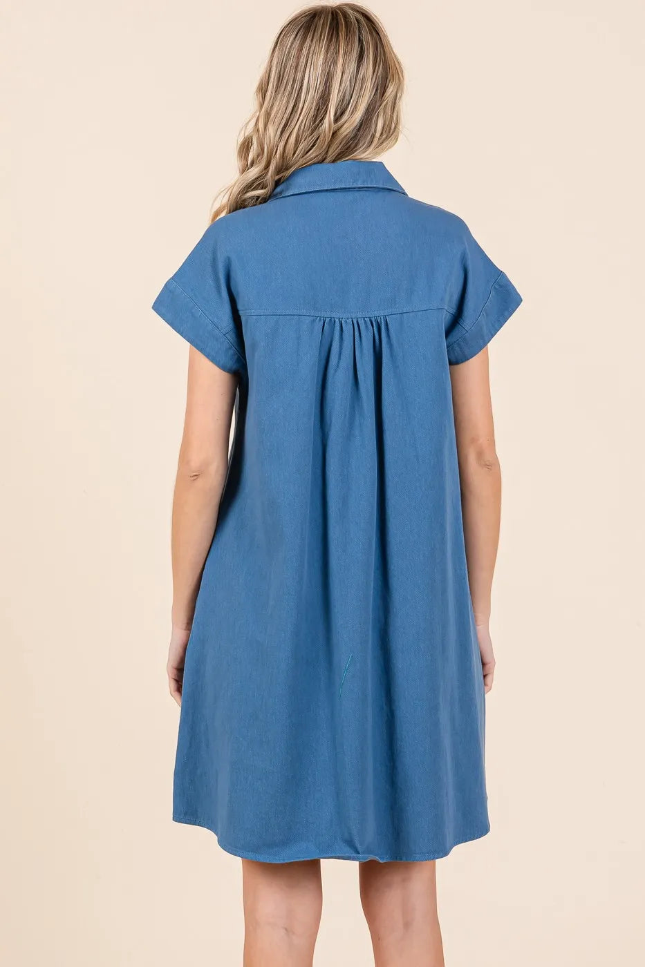 Mittoshop Twill Short Sleeve Collared Mini Dress.