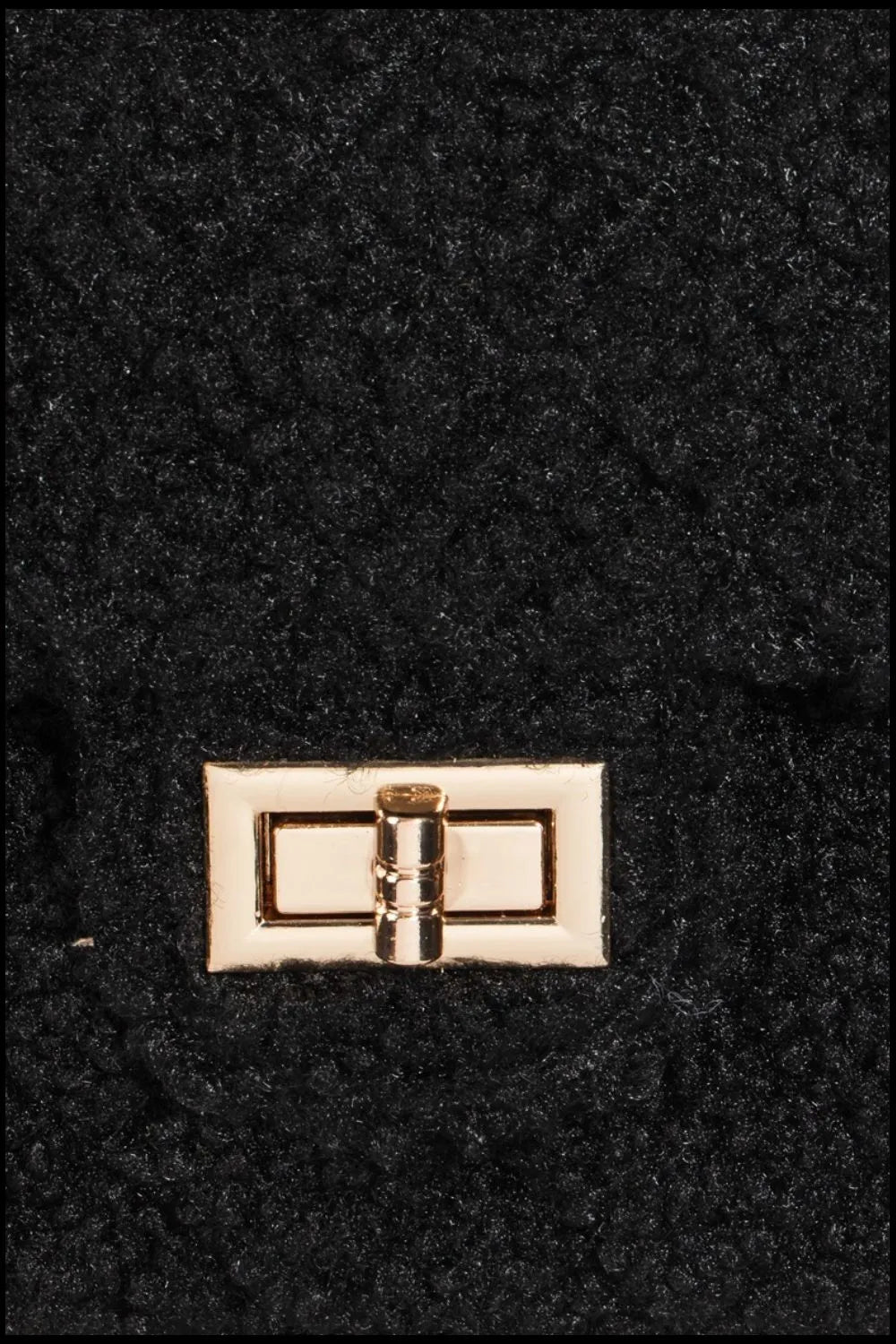 Faux Fur Rectangle Crossbody Bag with Gold Chain.