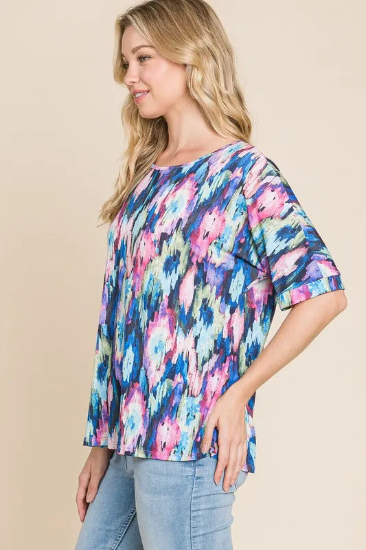 Lightweight Contrast Round Neck Short Sleeve T-Shirt