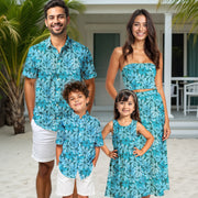 Matching Family Outfits - Tropical Blue Floral I
