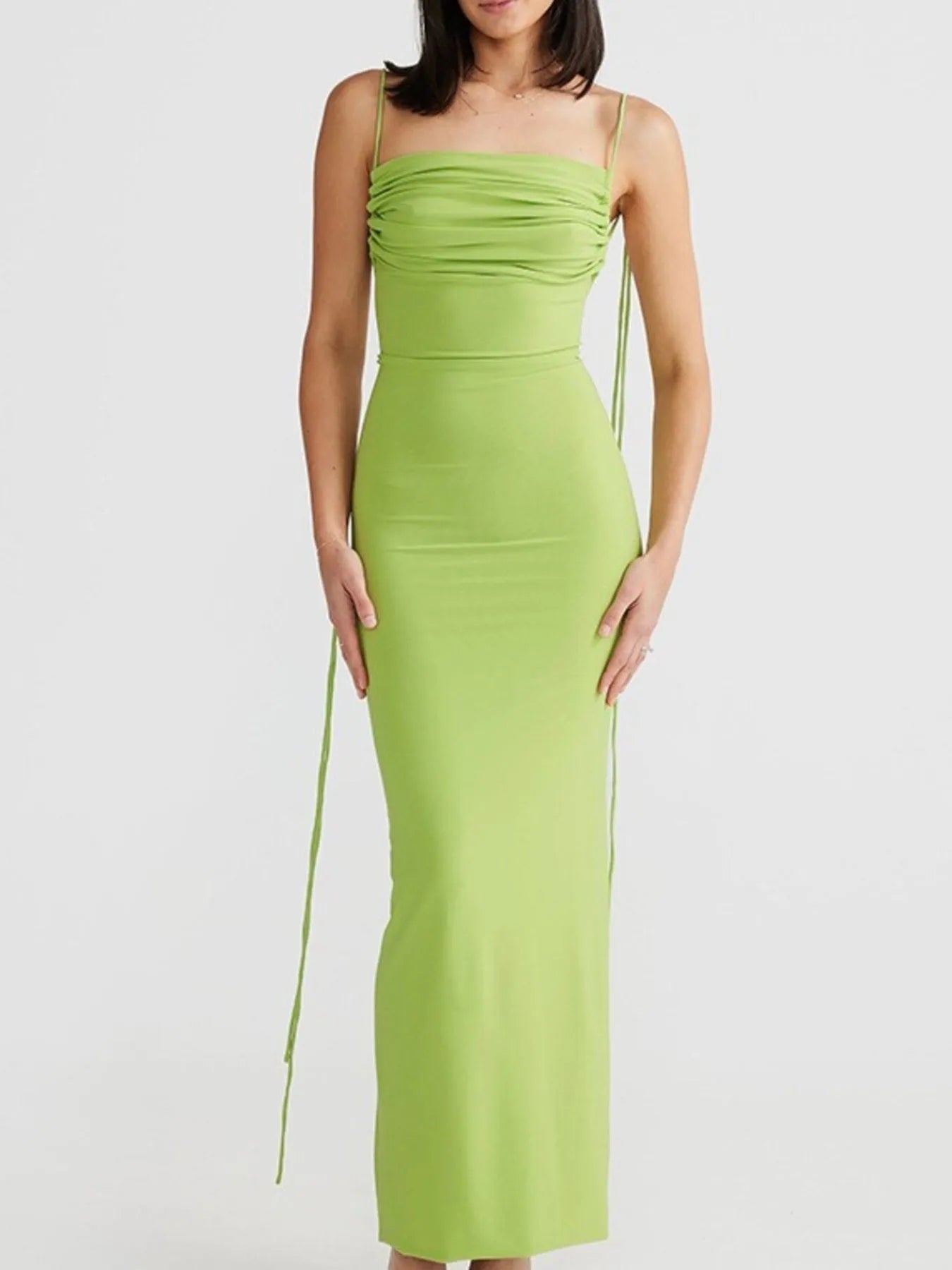 Backless Slit Sleeveless Bodycon Maxi Dress - Tied.