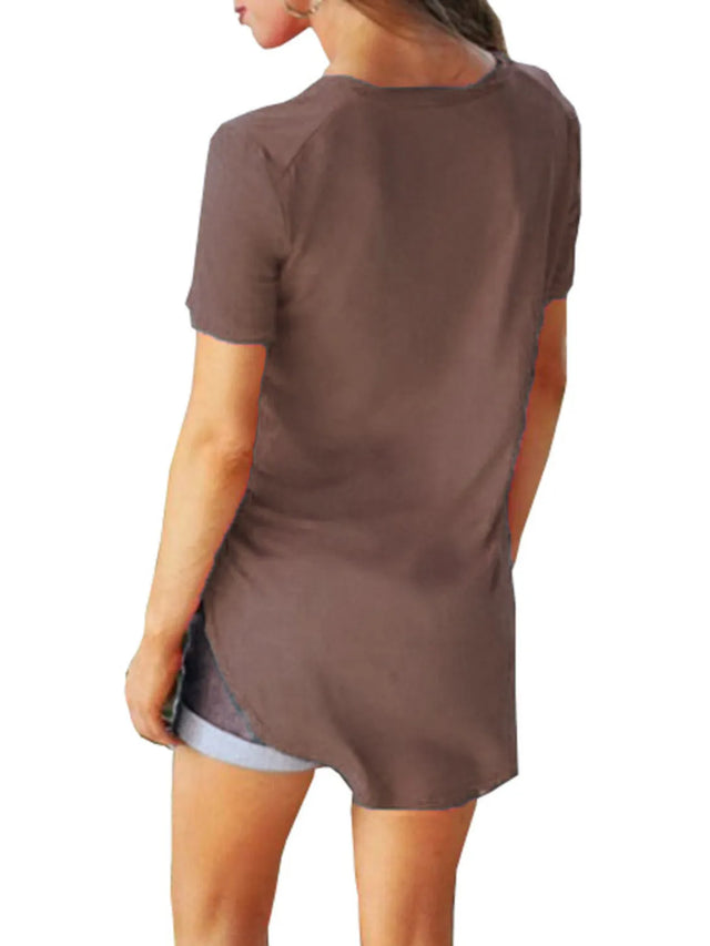 Solid V-Neck Short Sleeve T-Shirt Plus Size