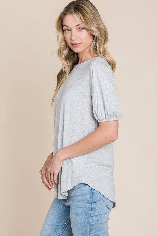 Round Neck Puff Sleeve T-Shirt