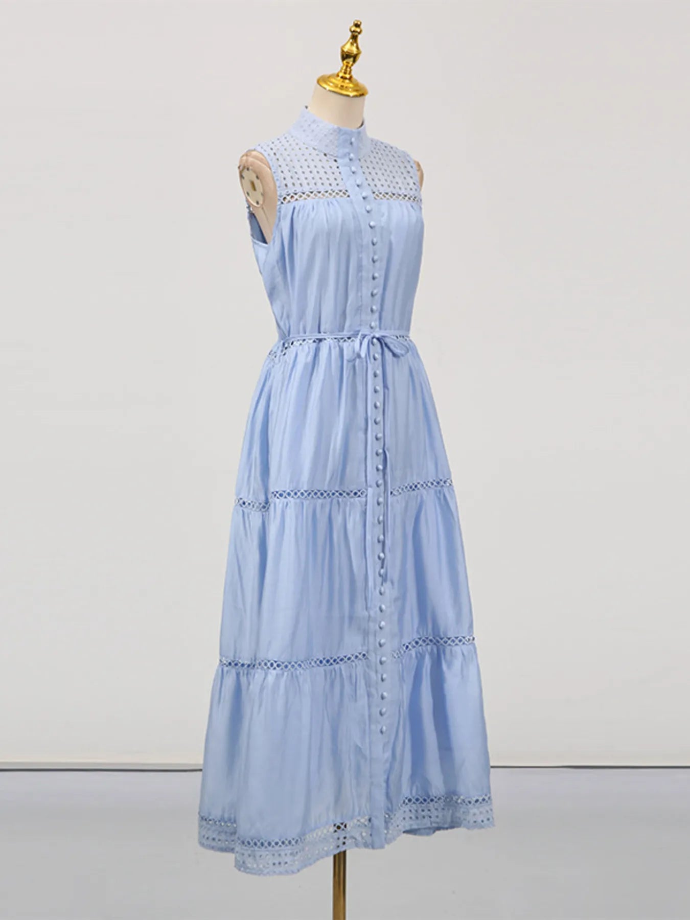 Lace Detail Contrast Trim Mini Cami Dress - Tied.