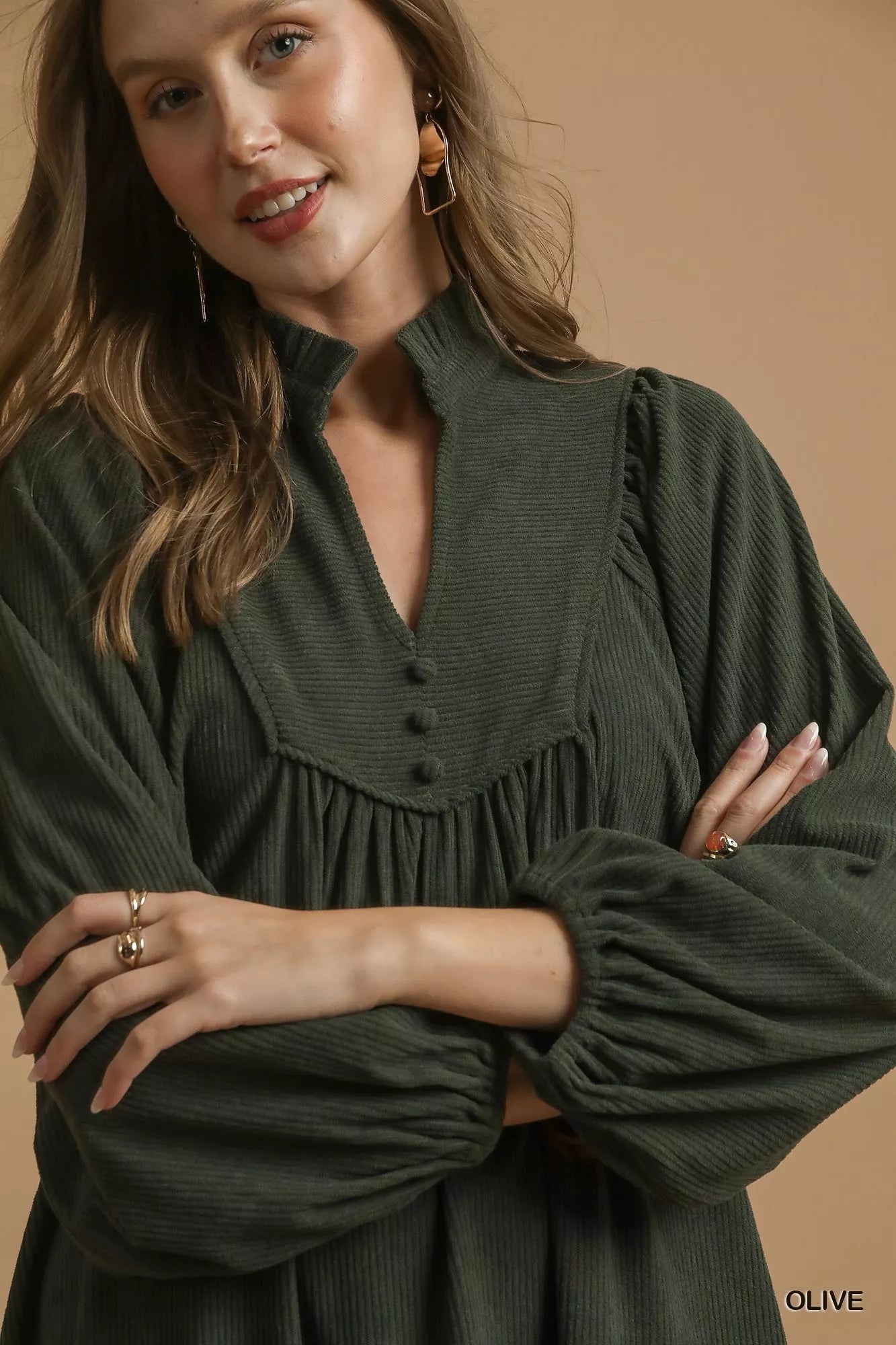 Corduroy Tiered Babydoll Dress - Retro & Ruffled.