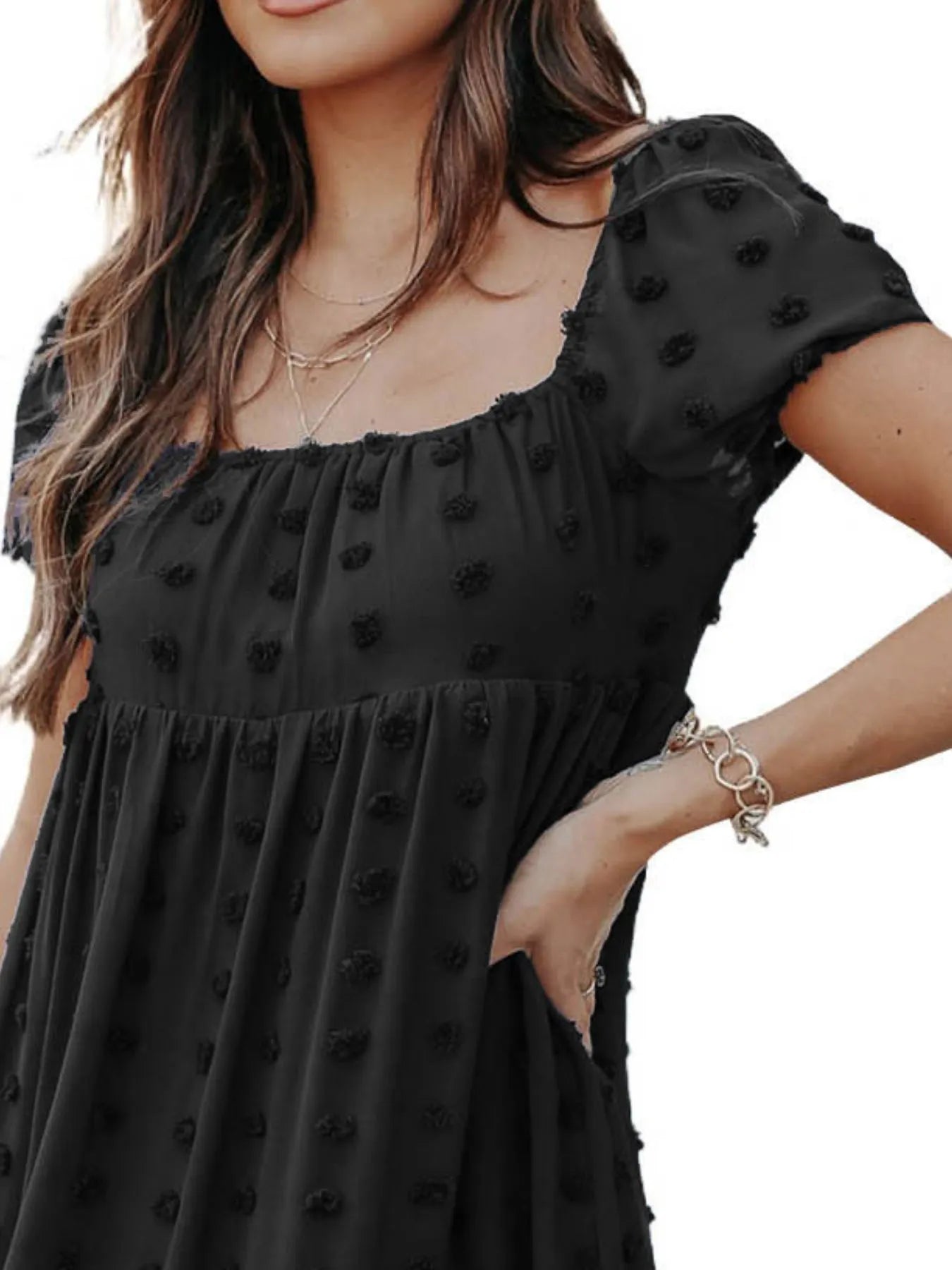 Swiss Dot V-Neck Cami Dress - Crisscross Back.