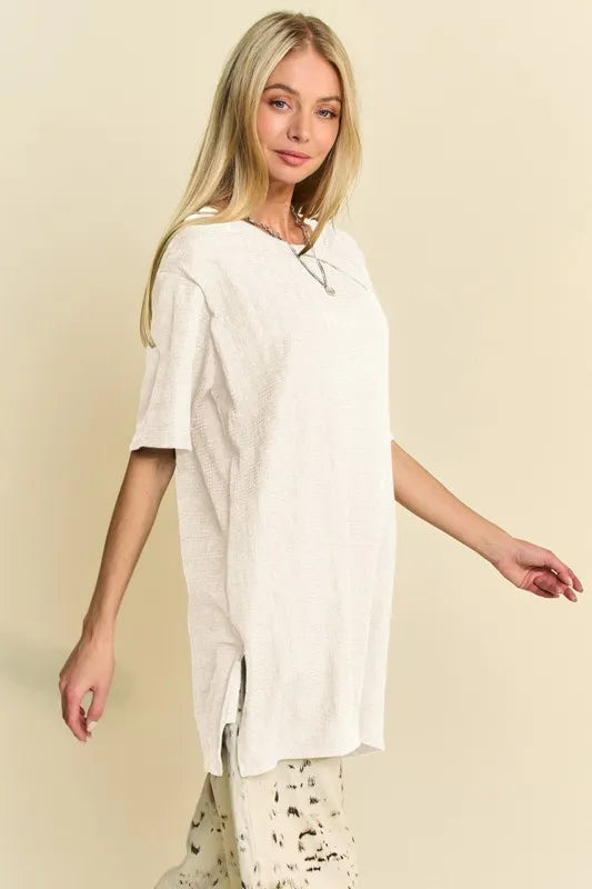 Short Sleeve Side Slit T-Shirt with Pockets