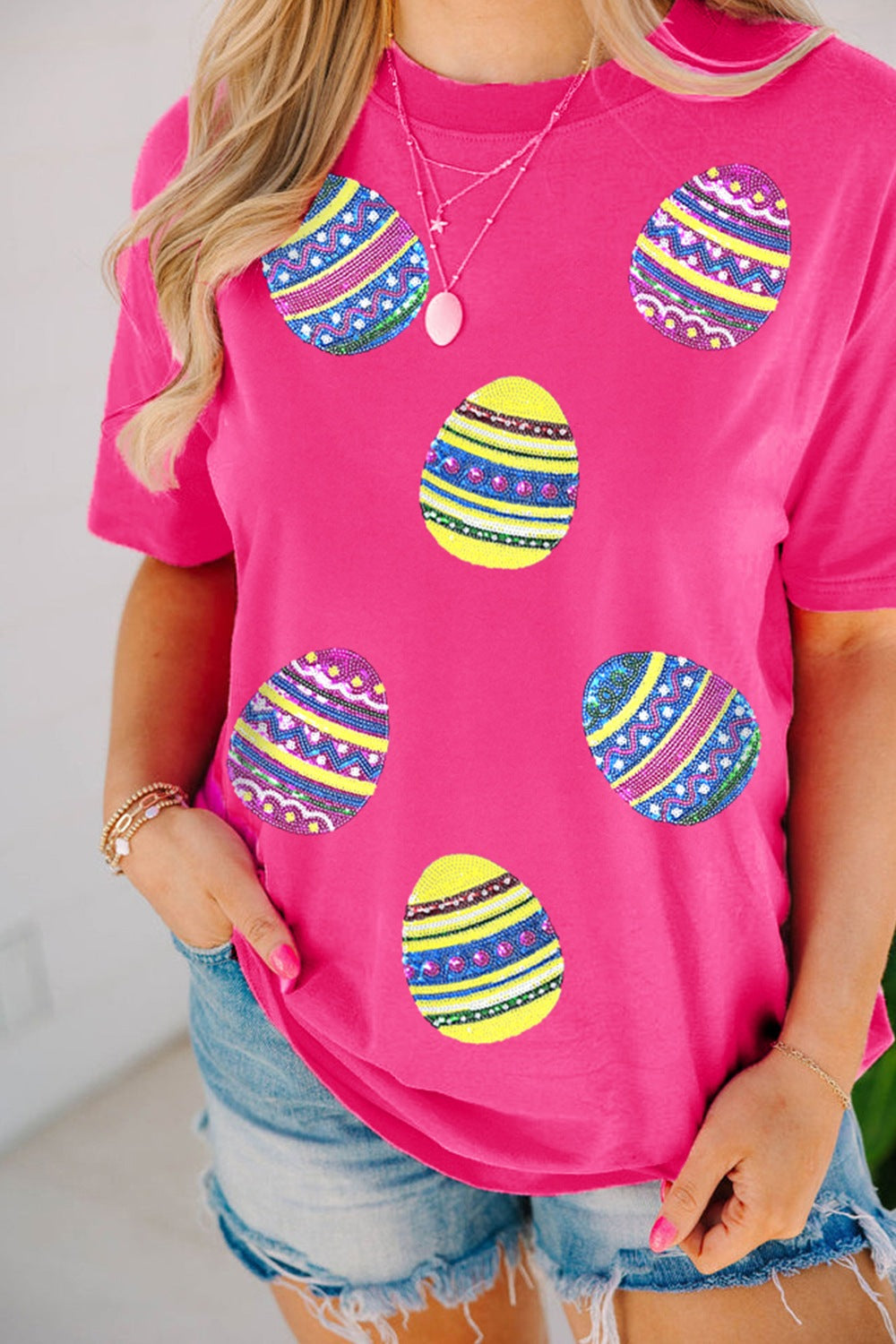 Sequin Easter Egg Short Sleeve T-Shirt