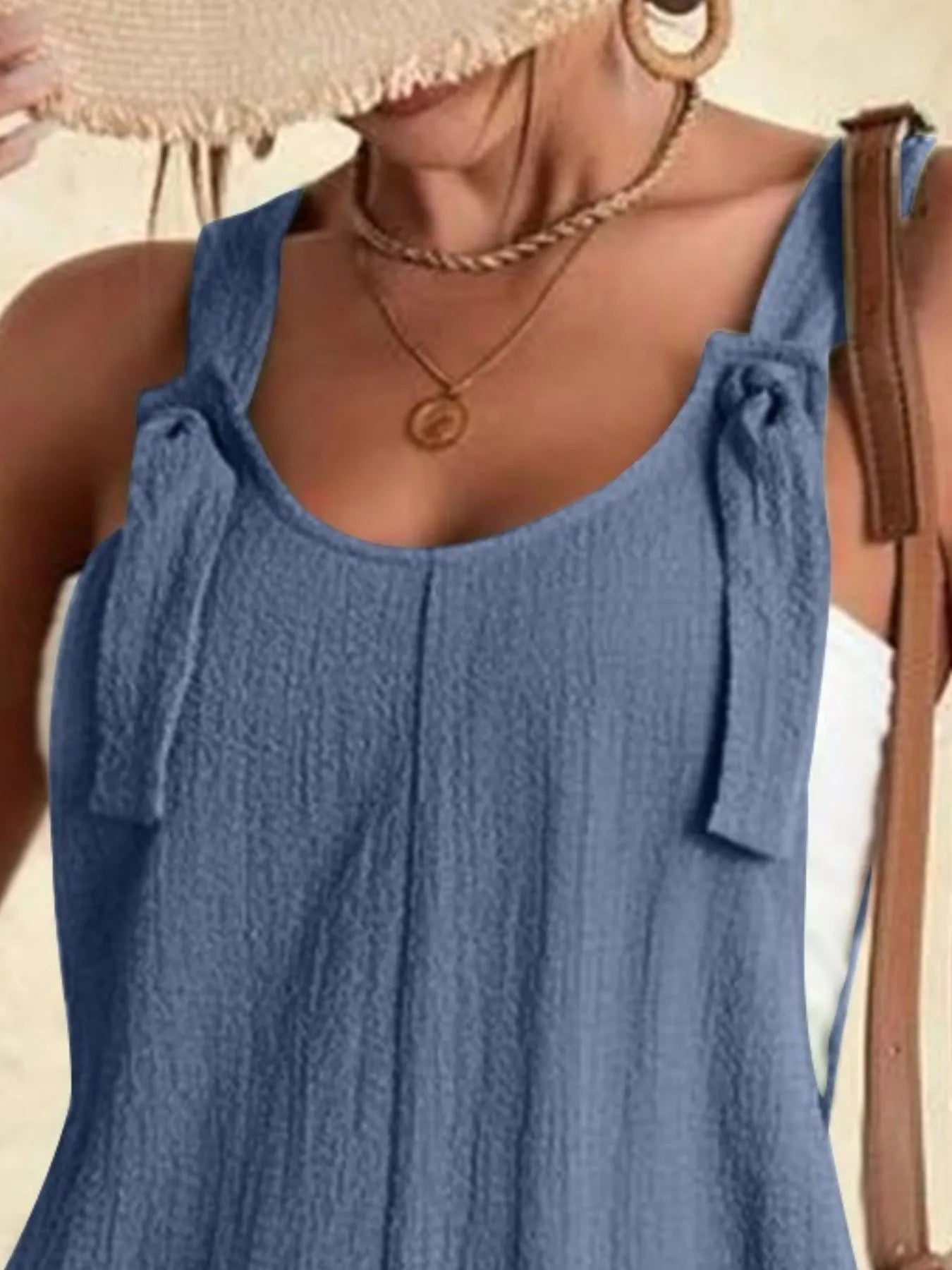 Plus Size Knot Strap Romper with Pockets.