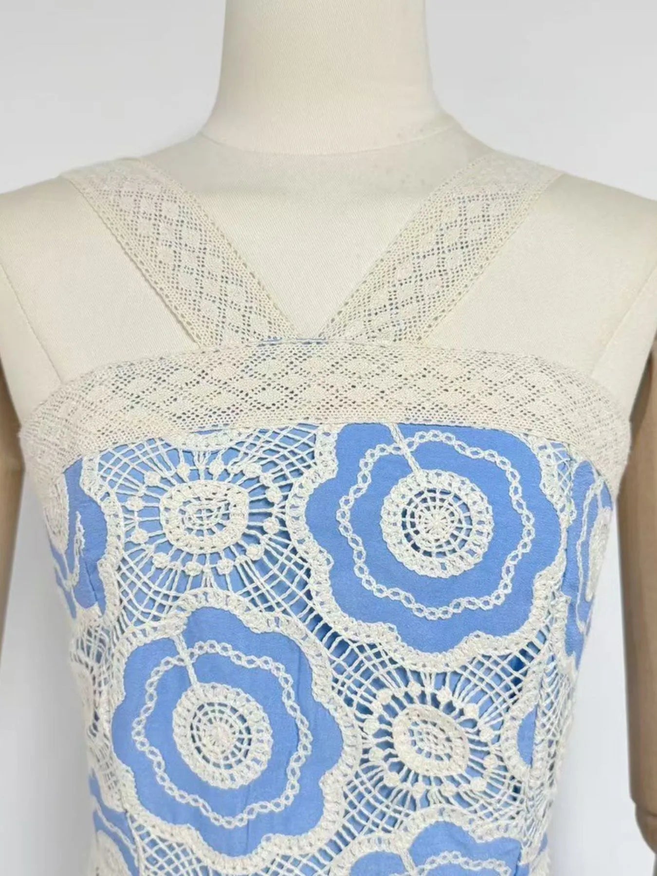 Plus Size Lace Up Halter Neck Denim Dress - Backless.