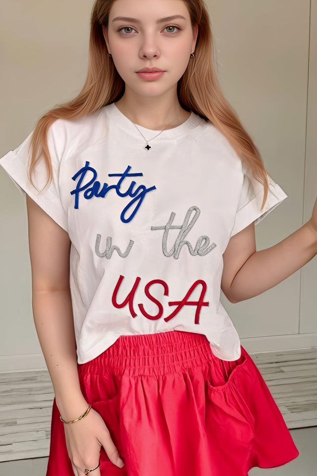 Letter Round Neck Short Sleeve T-Shirt