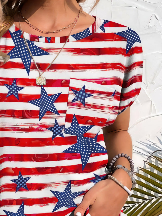 Printed Round Neck Short Sleeve T-Shirt