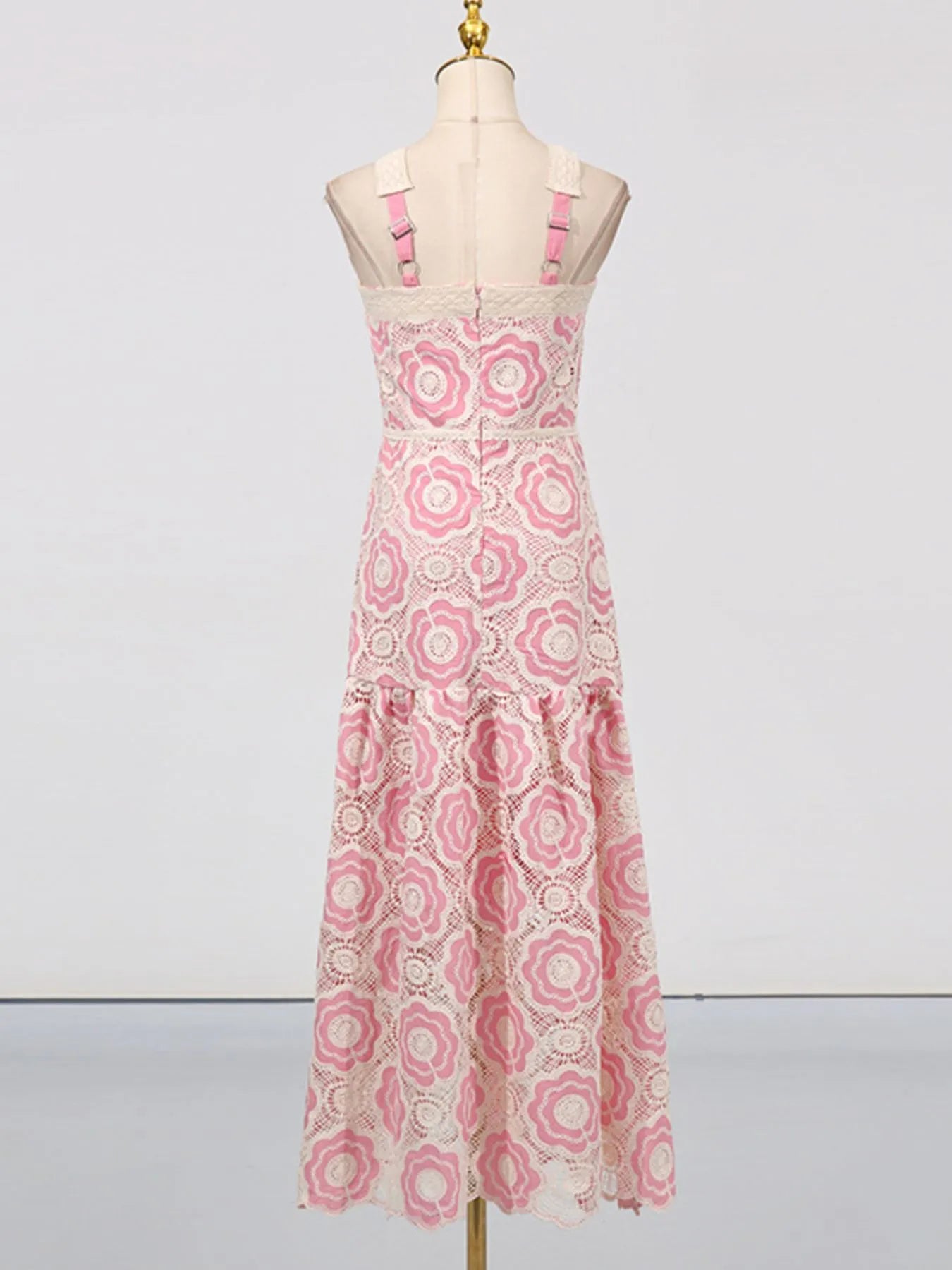 Plus Size Lace Up Halter Neck Denim Dress - Backless.