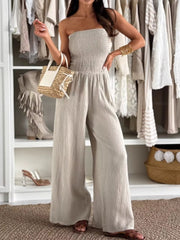 Smocked Tube Wide-Leg Jumpsuit.