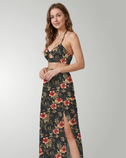 Two-Piece Skirt Set - Midnight Hibiscus