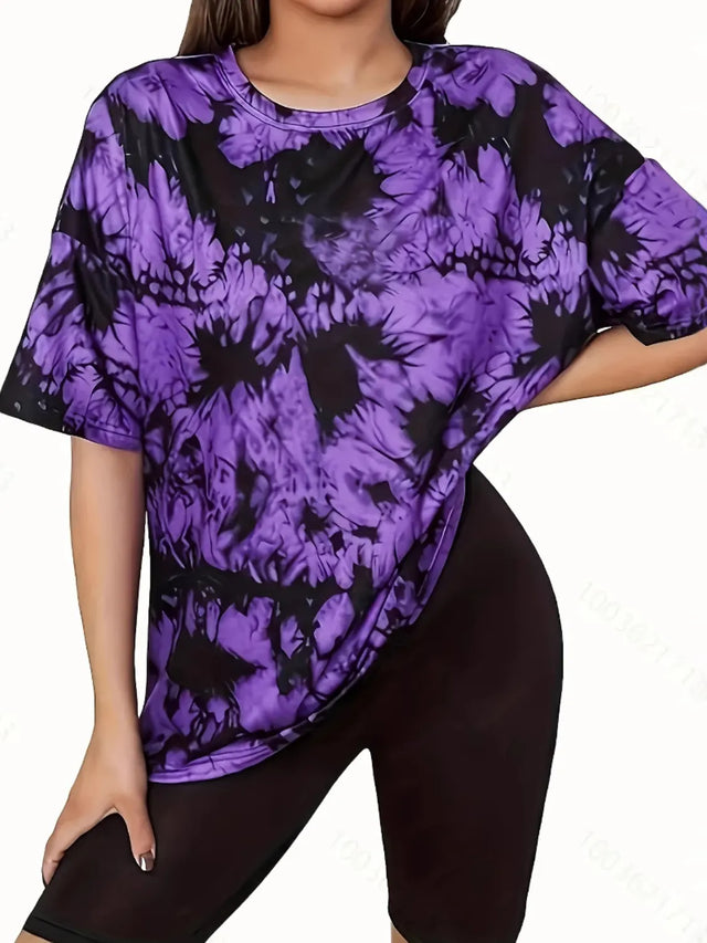 Tie-Dye Round Neck Short Sleeve T-Shirt