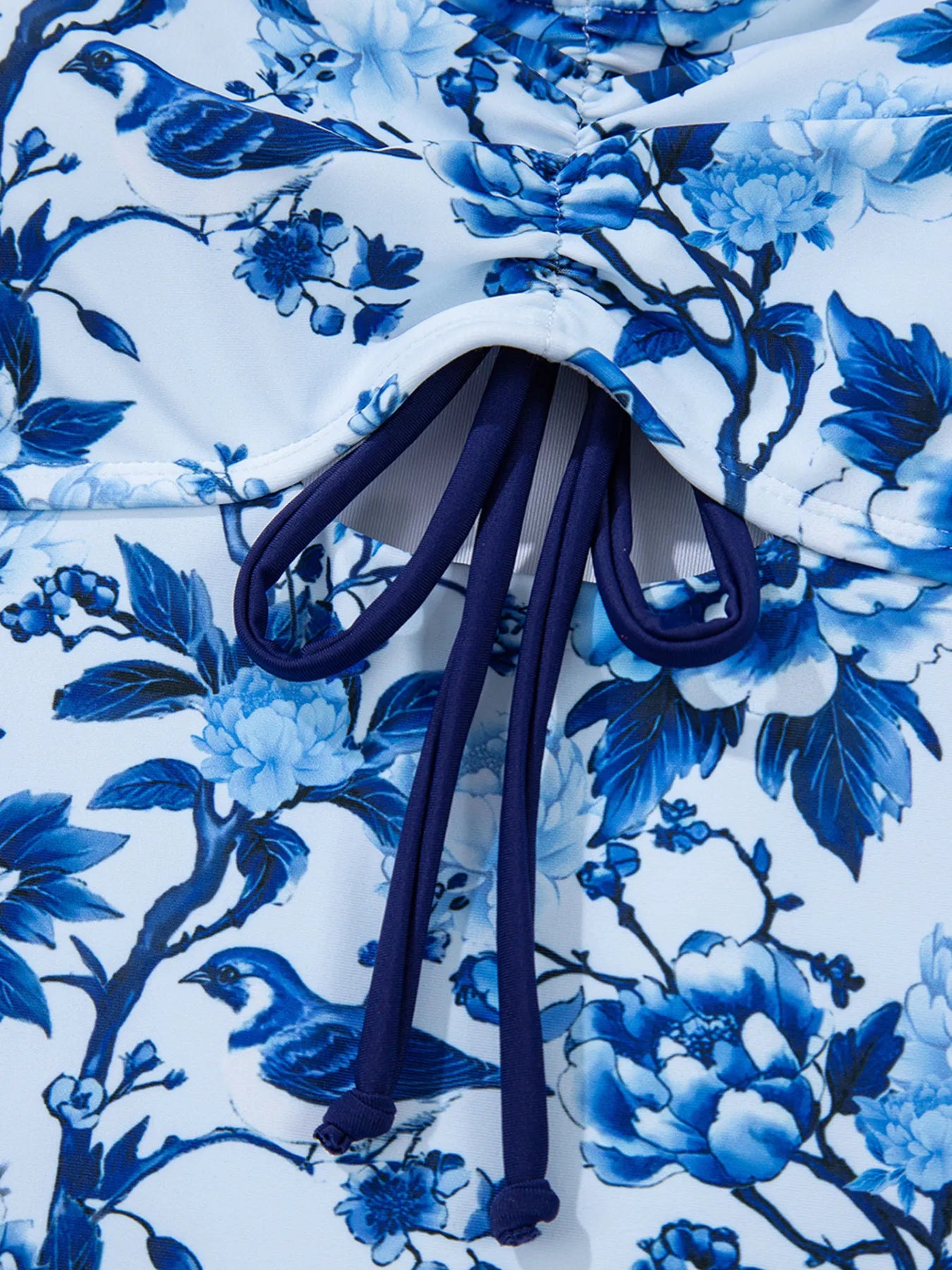 Cutout Ruffled Spaghetti Strap One-Piece Swimwear with Tie.