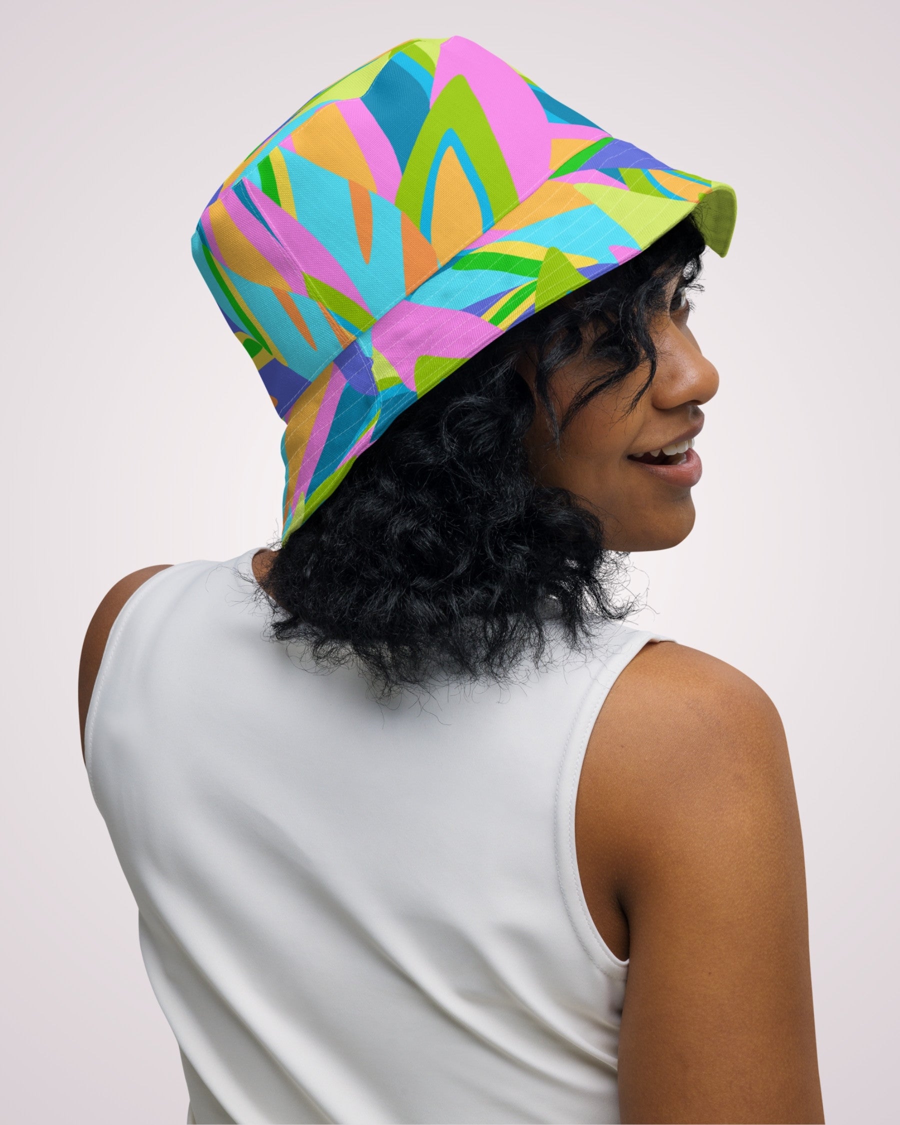 Reversible Bucket Hat - Colorful Abstract IX