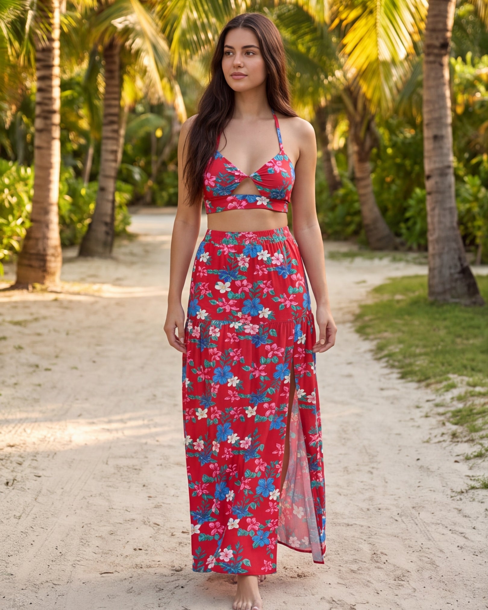 Two-Piece Skirt Set - Island Florals