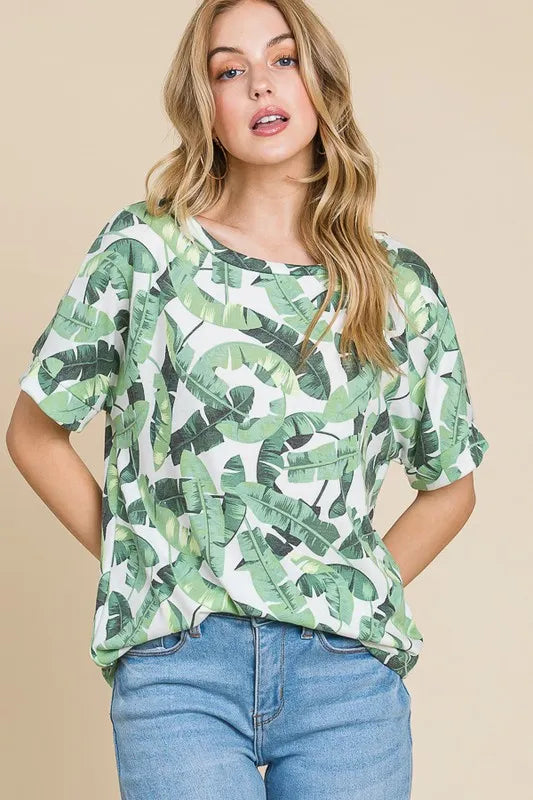 Lightweight Printed Round Neck Short Sleeve T-Shirt