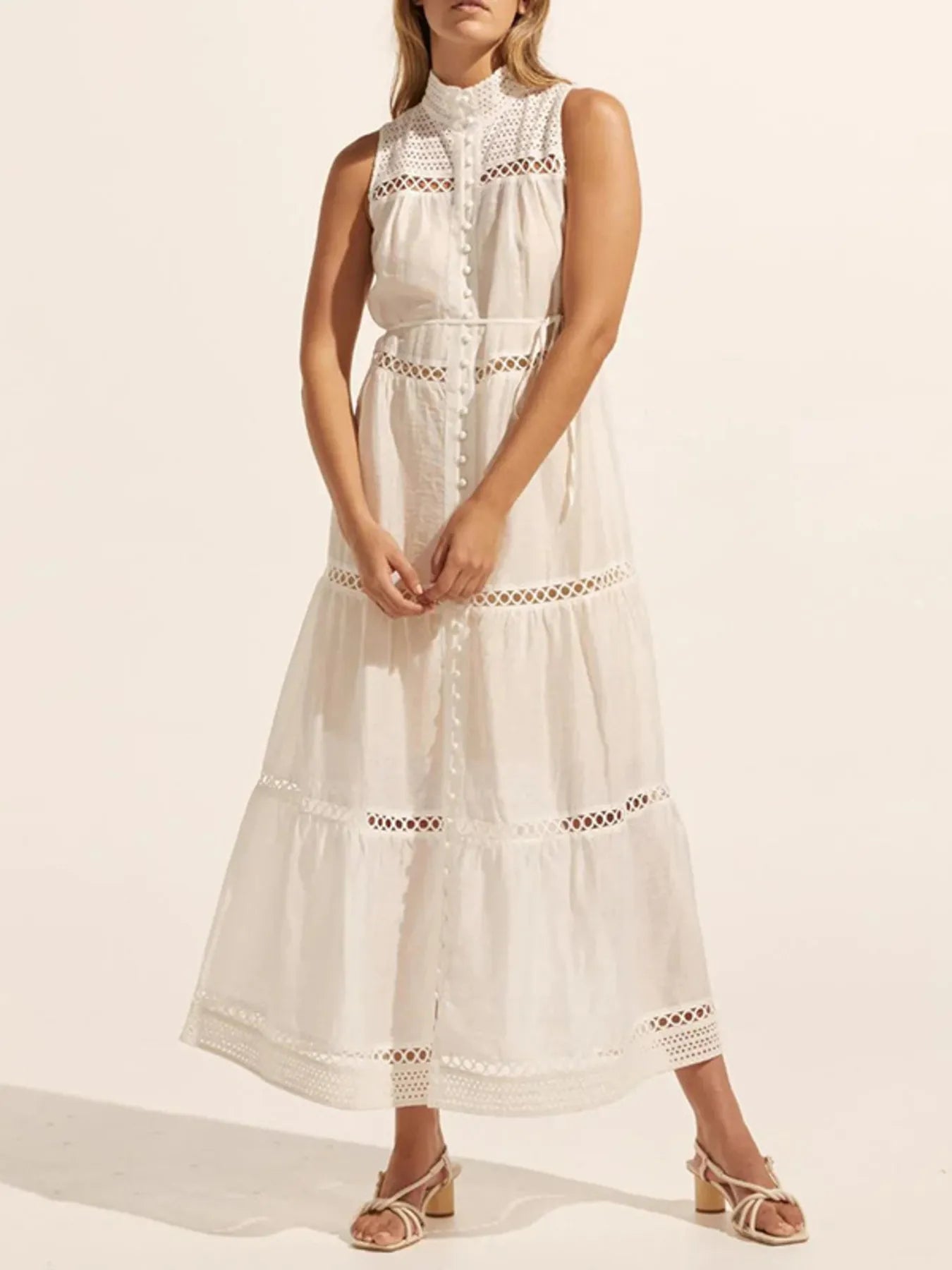 Lace Detail Contrast Trim Mini Cami Dress - Tied.