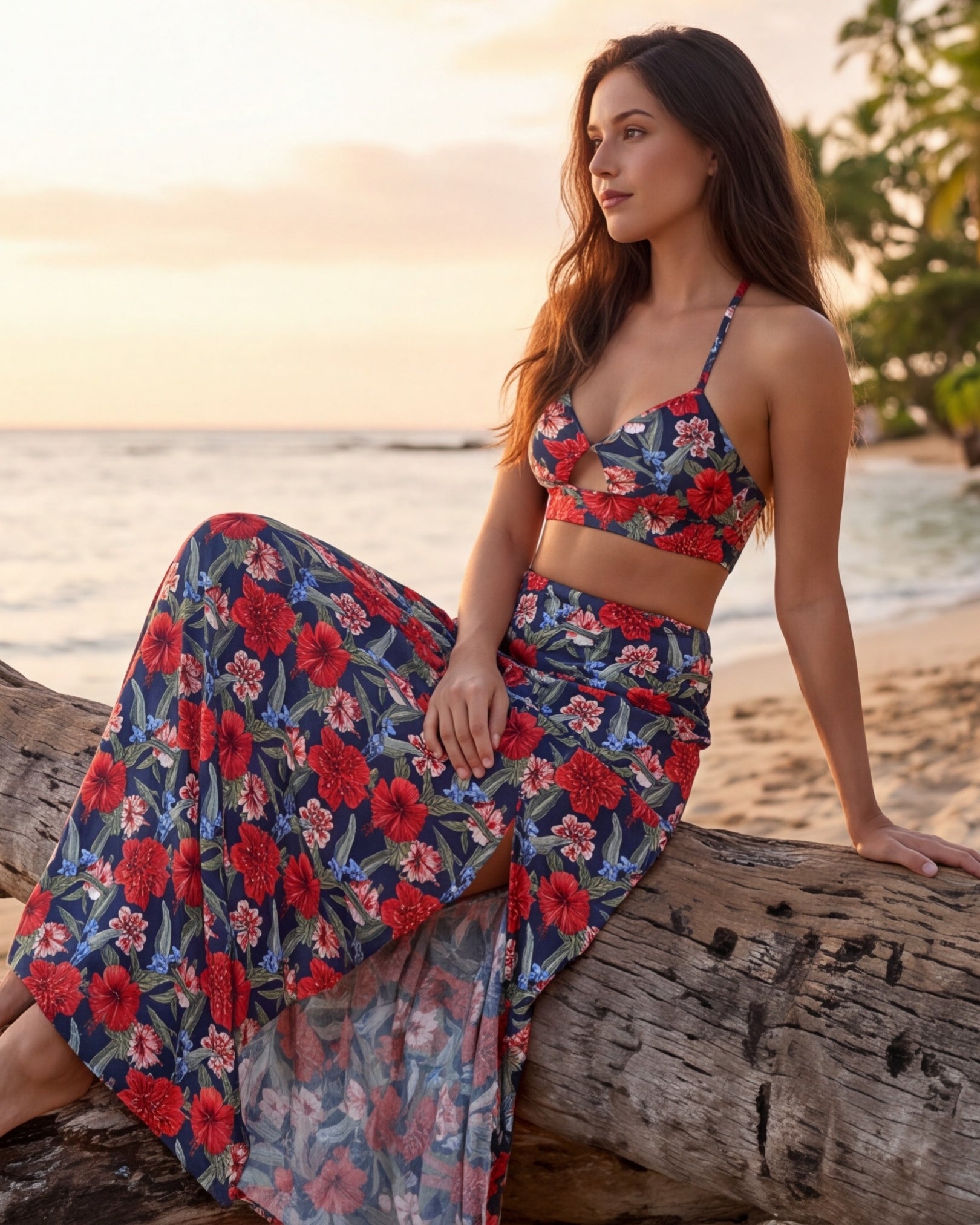 Two-Piece Skirt Set - Luau Serenade