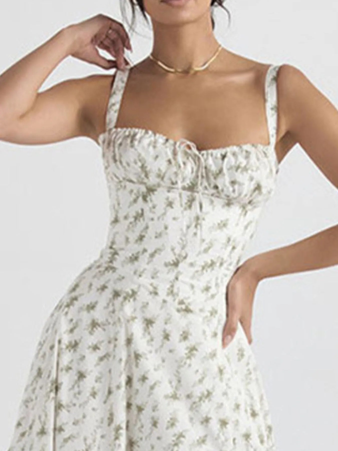 Smocked Back Tie Front Cami Dress - Frill & Ruched.