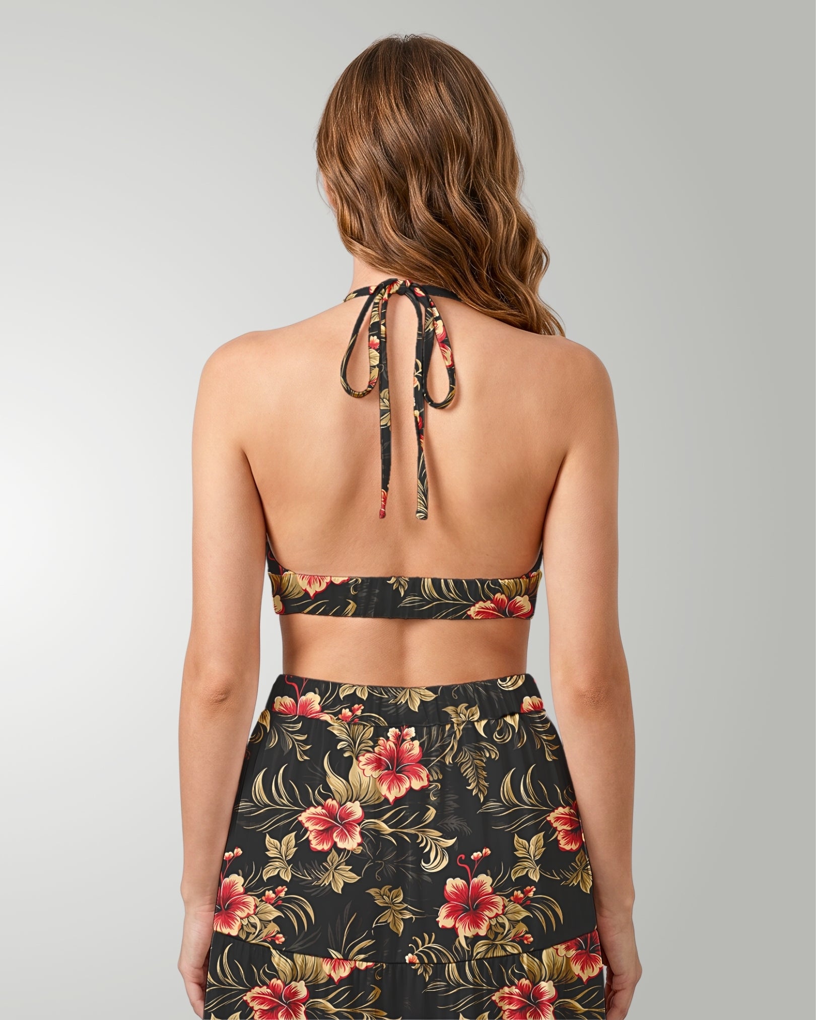 Two-Piece Skirt Set - Midnight Hibiscus