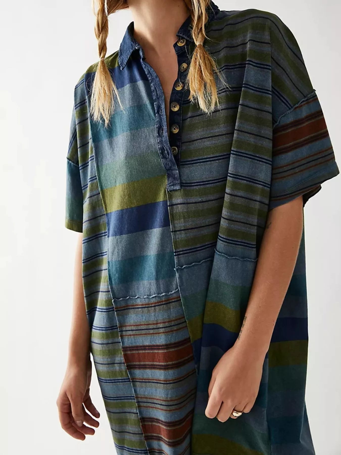 Surplice Lace Long Sleeve Mini Dress - Semi-Sheer.