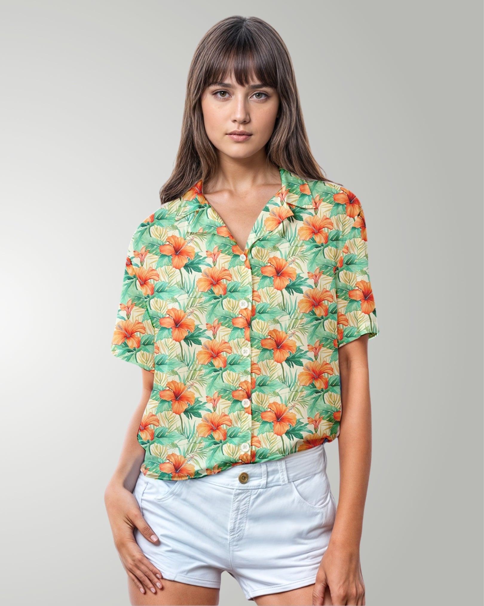 Womens Hawaiian Shirt - Sunrise Lagoon