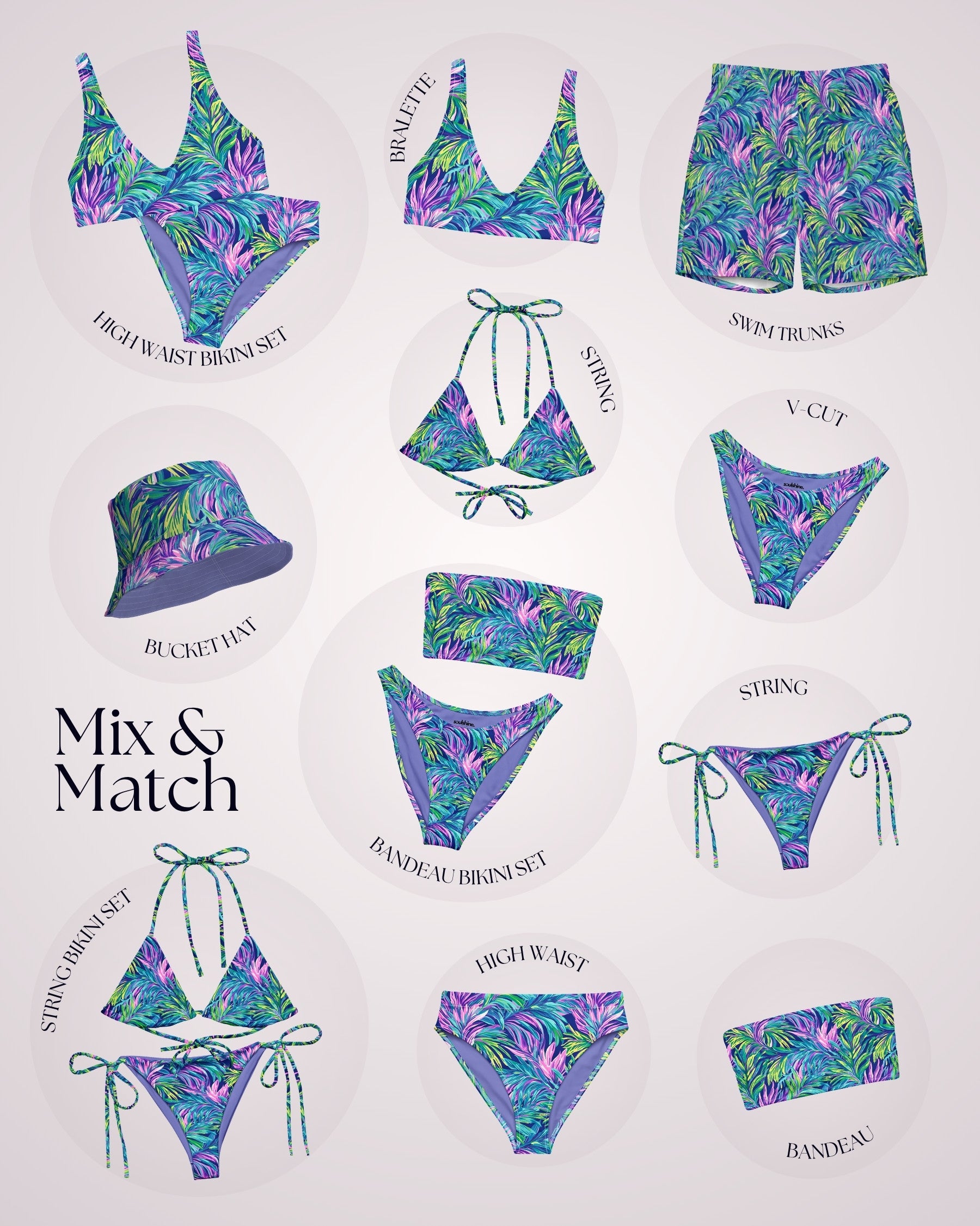 Couples Matching Swimsuits - Tropical Palms IV