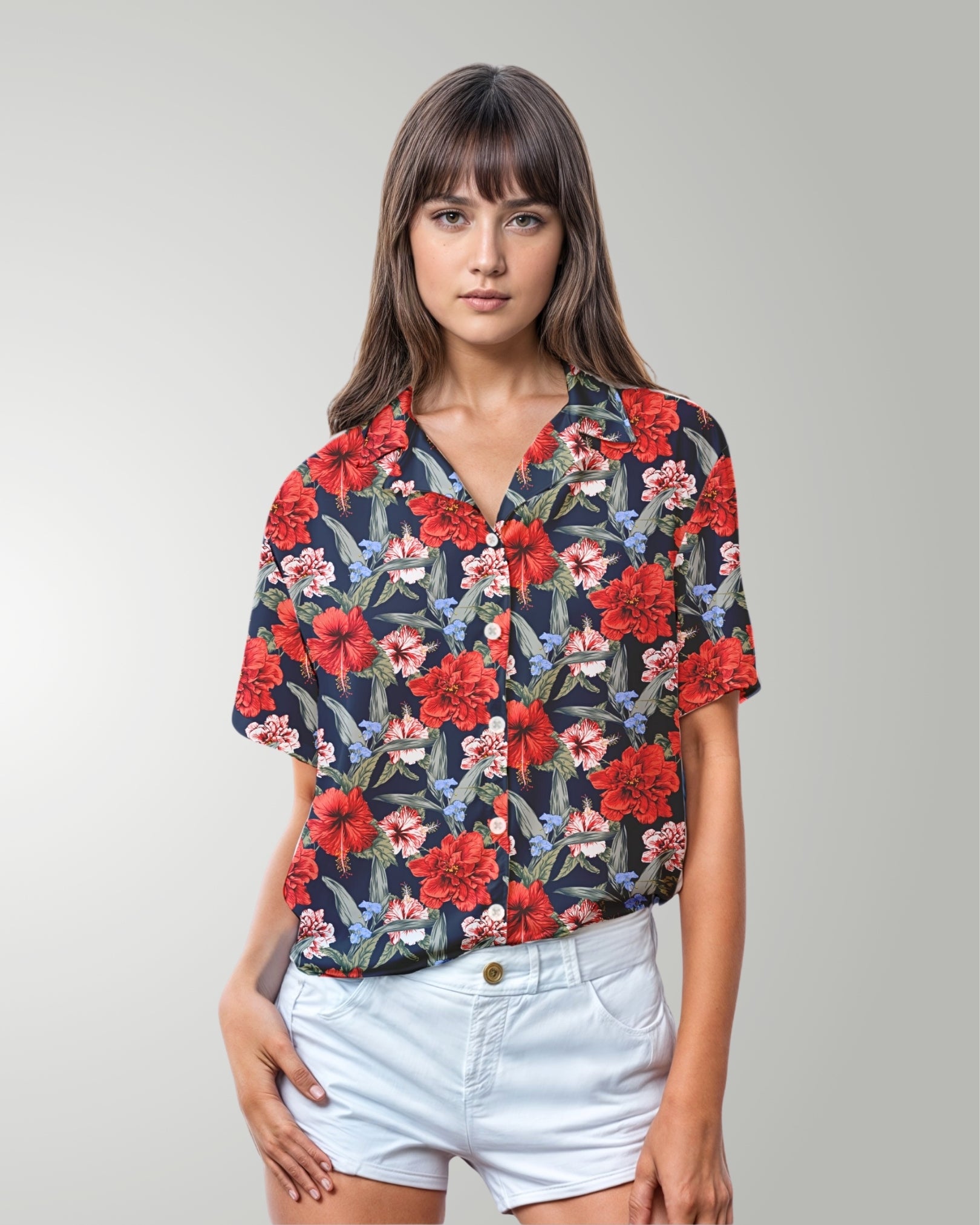 Womens Hawaiian Shirt - Luau Serenade