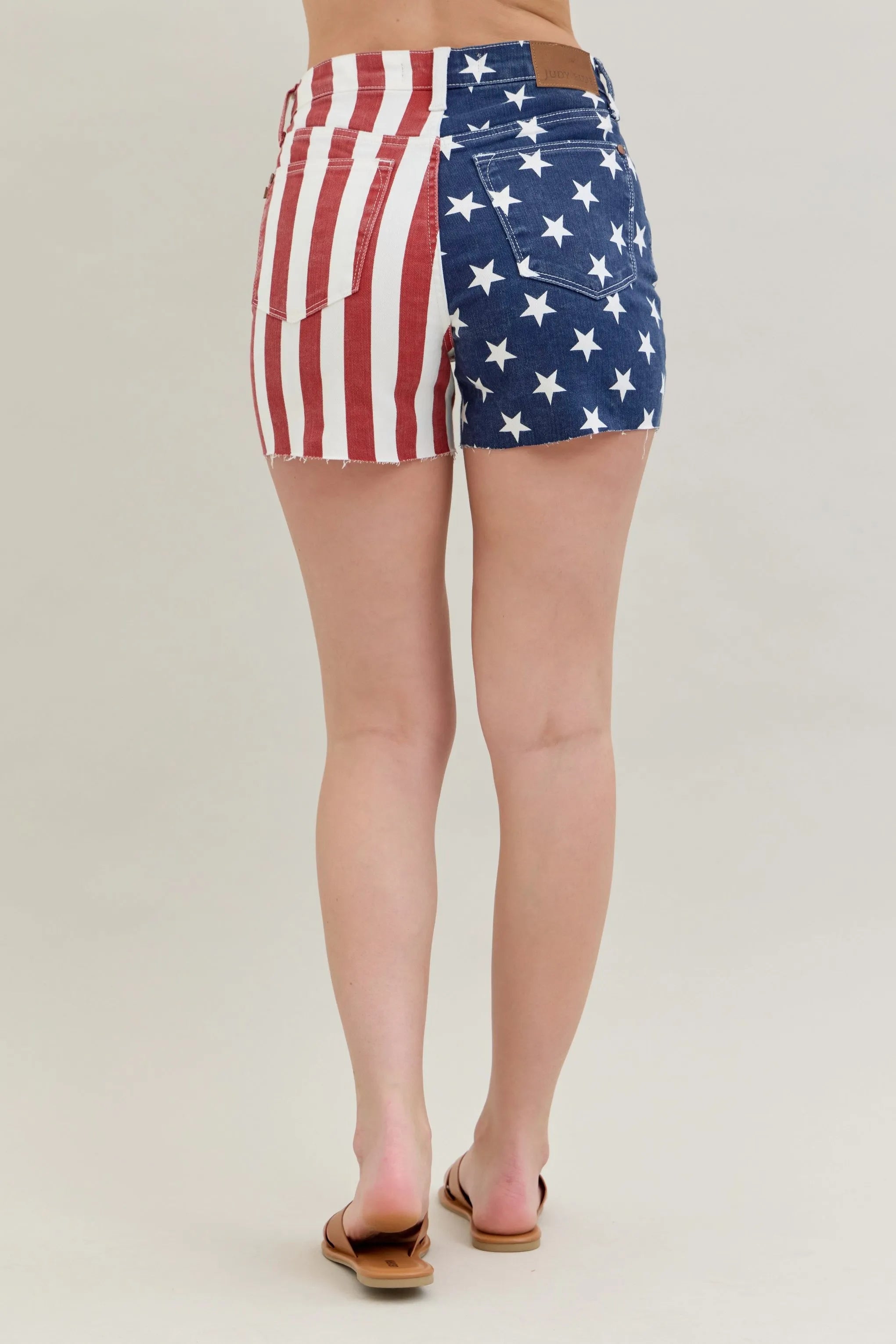 High Waist Americana Flag Fray Hem Shorts Plus Size