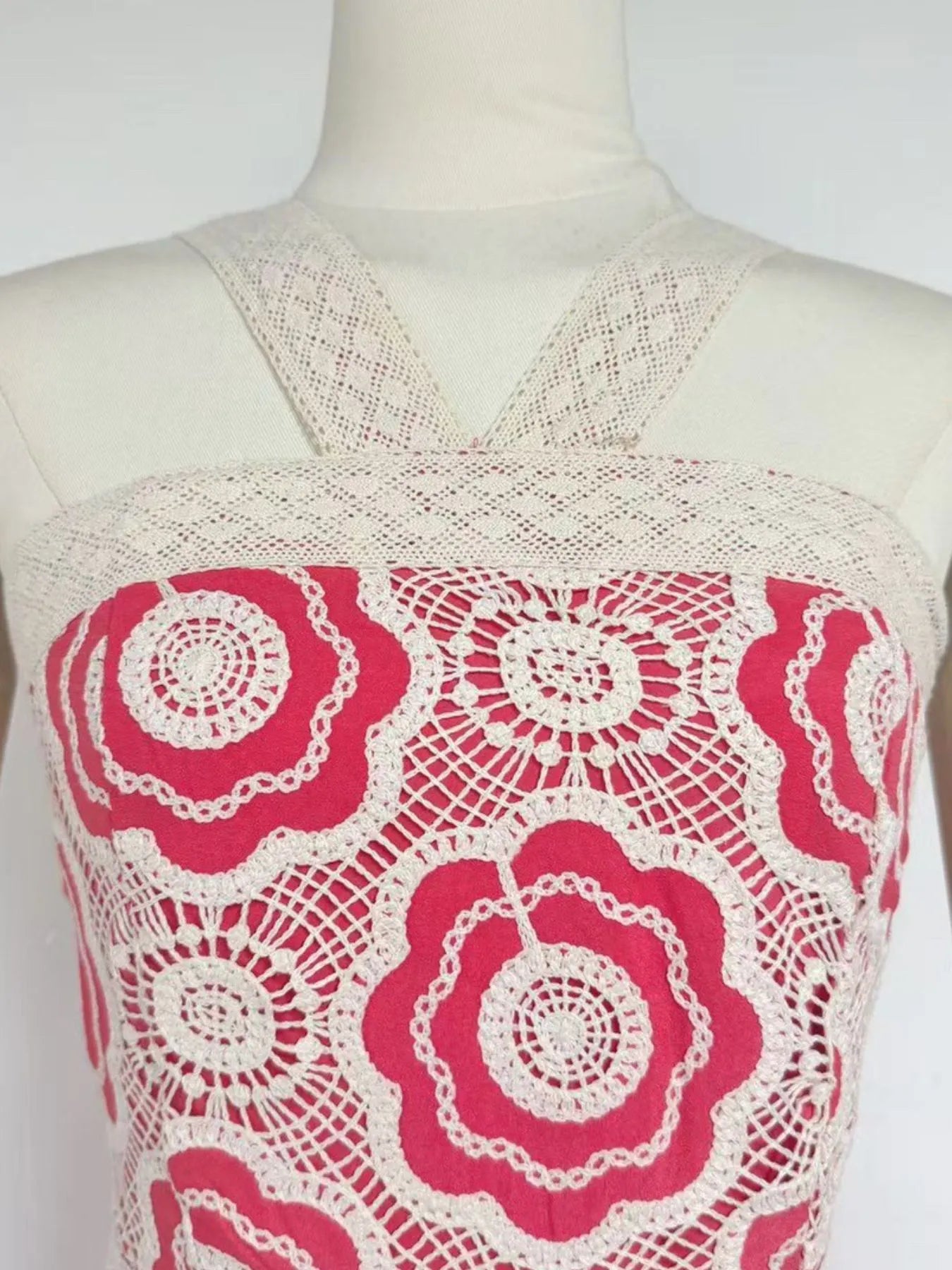 Plus Size Lace Up Halter Neck Denim Dress - Backless.