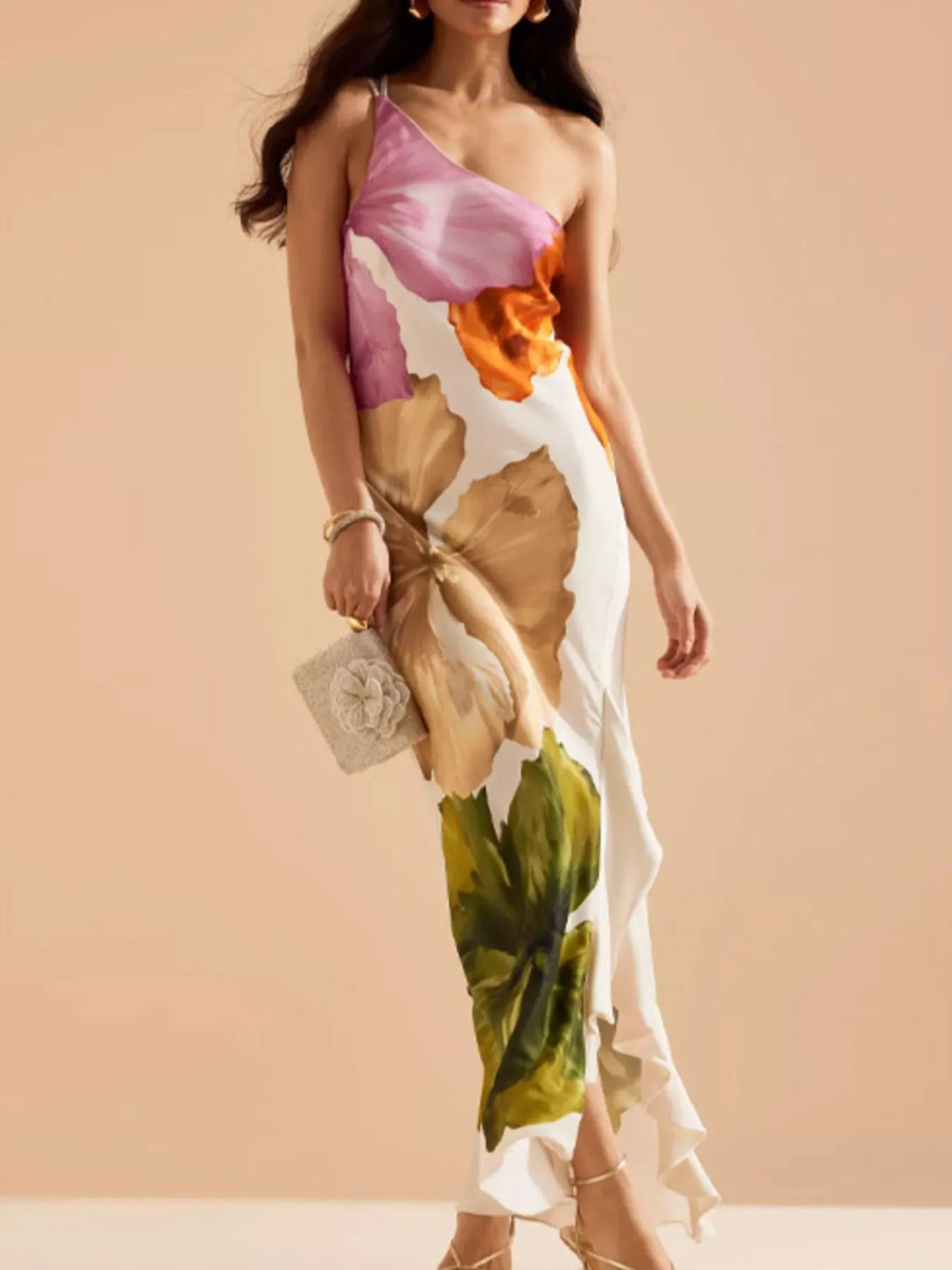 Floral Print Sleeveless Maxi Dress.