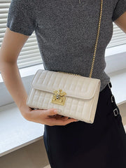 Quilted Chain Shoulder Bag - Small PU Leather.