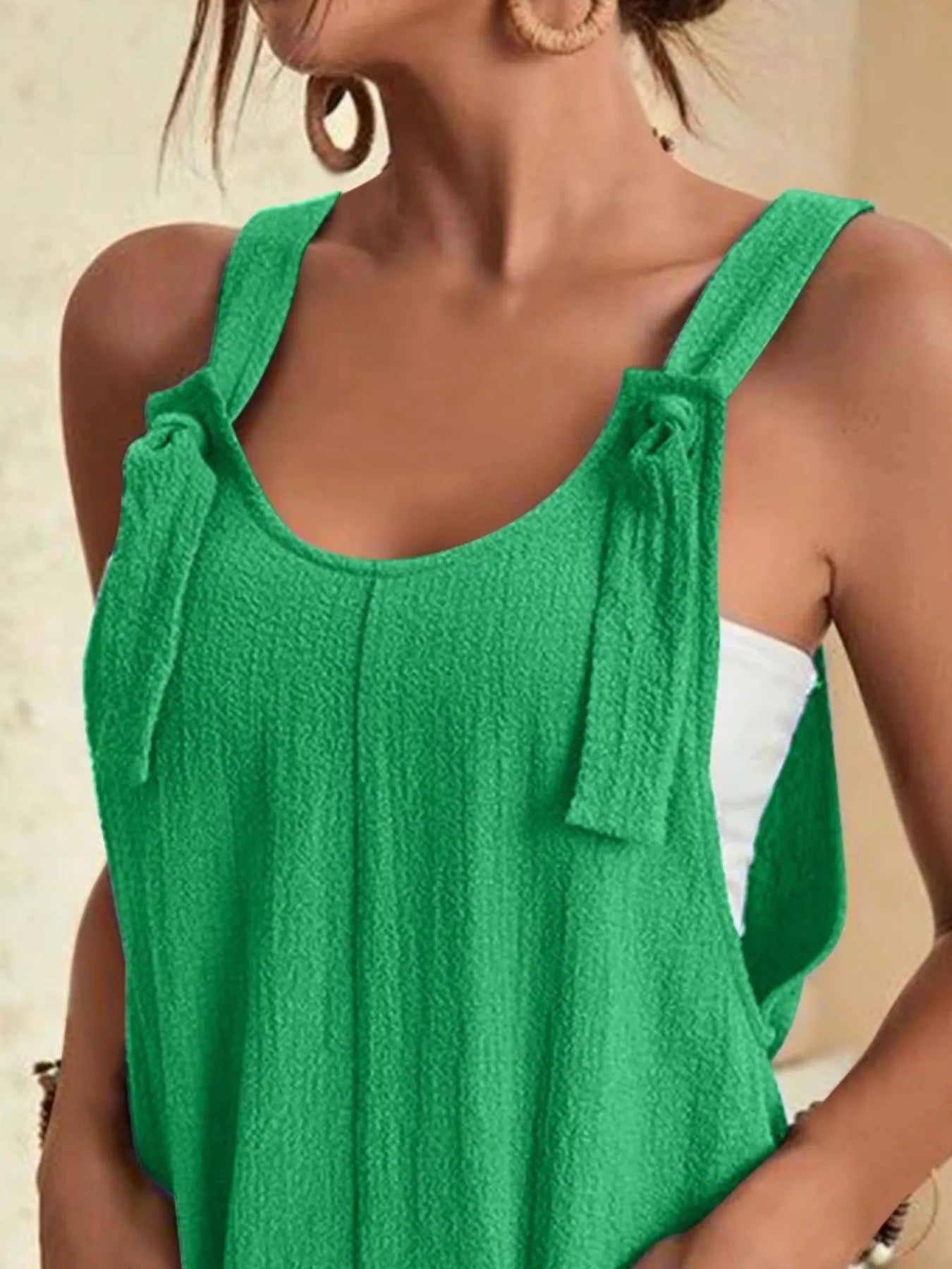 Plus Size Knot Strap Romper with Pockets.