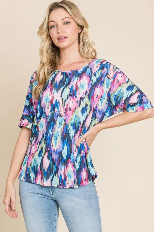 Lightweight Contrast Round Neck Short Sleeve T-Shirt
