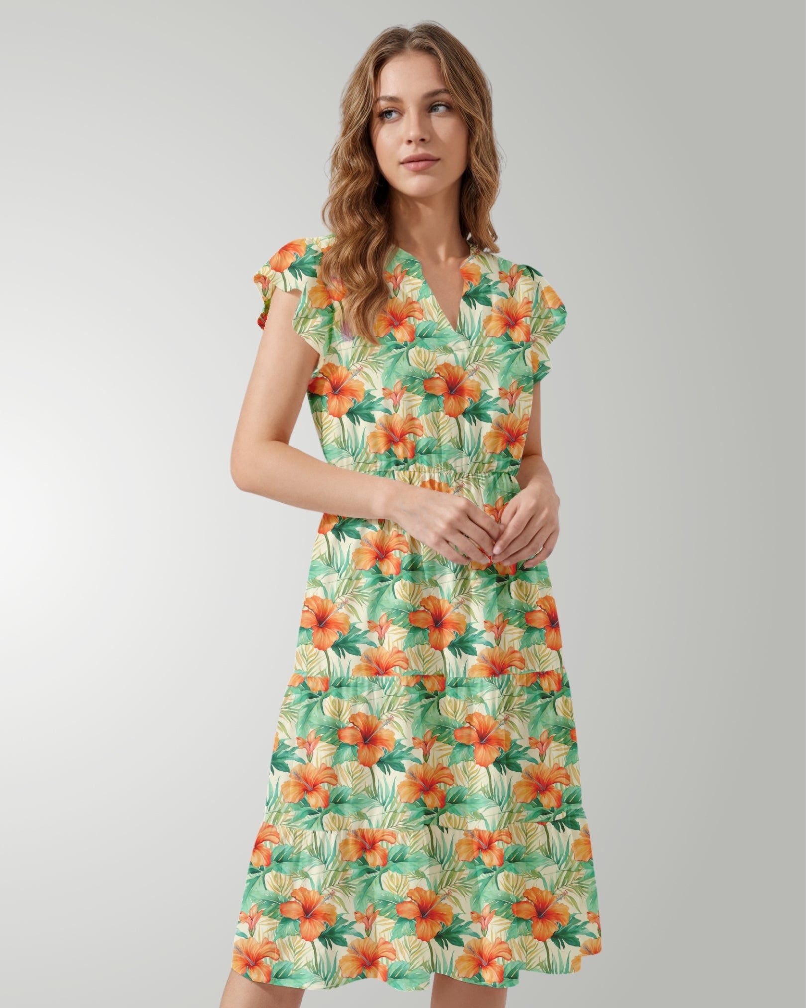 Tiered Midi Dress - Sunrise Lagoon