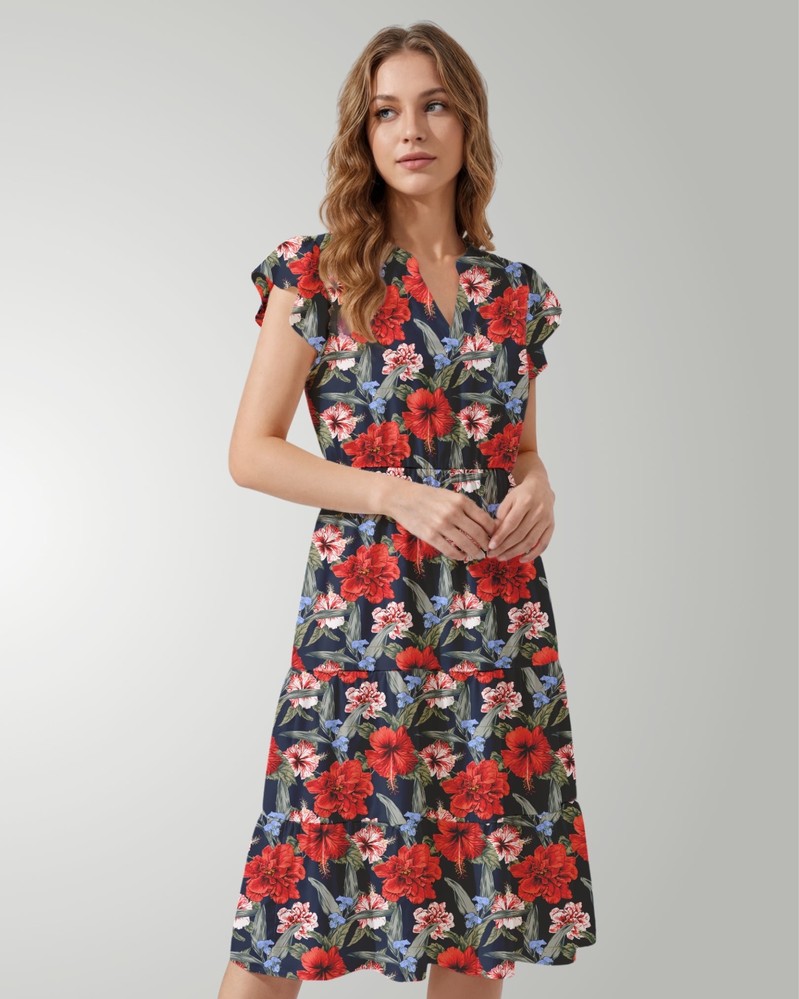Tiered Midi Dress - Luau Serenade