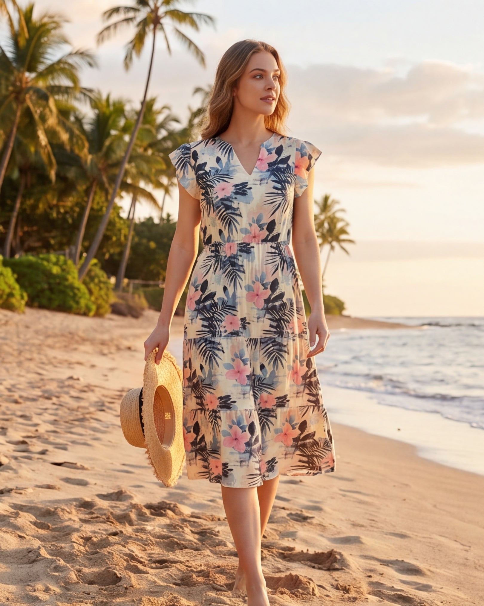 Tiered Midi Dress - Coastal Dreams
