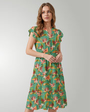 Tiered Midi Dress - Tropical Melody
