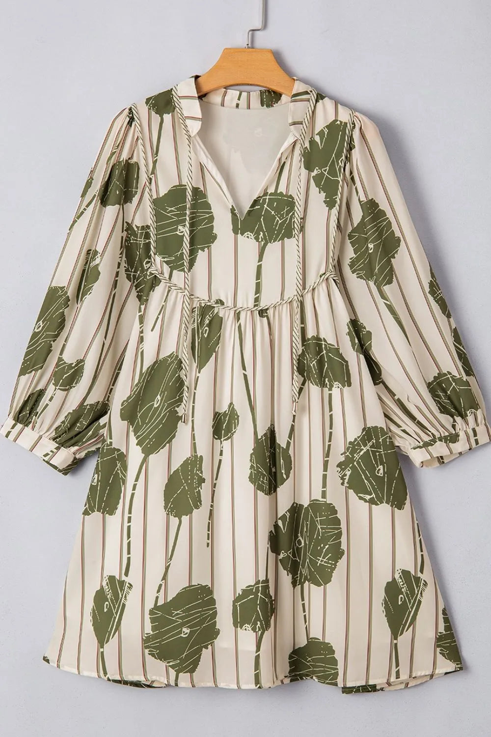 Printed Tie-Strap Tiered Mini Dress - Ruffled & Smocked.