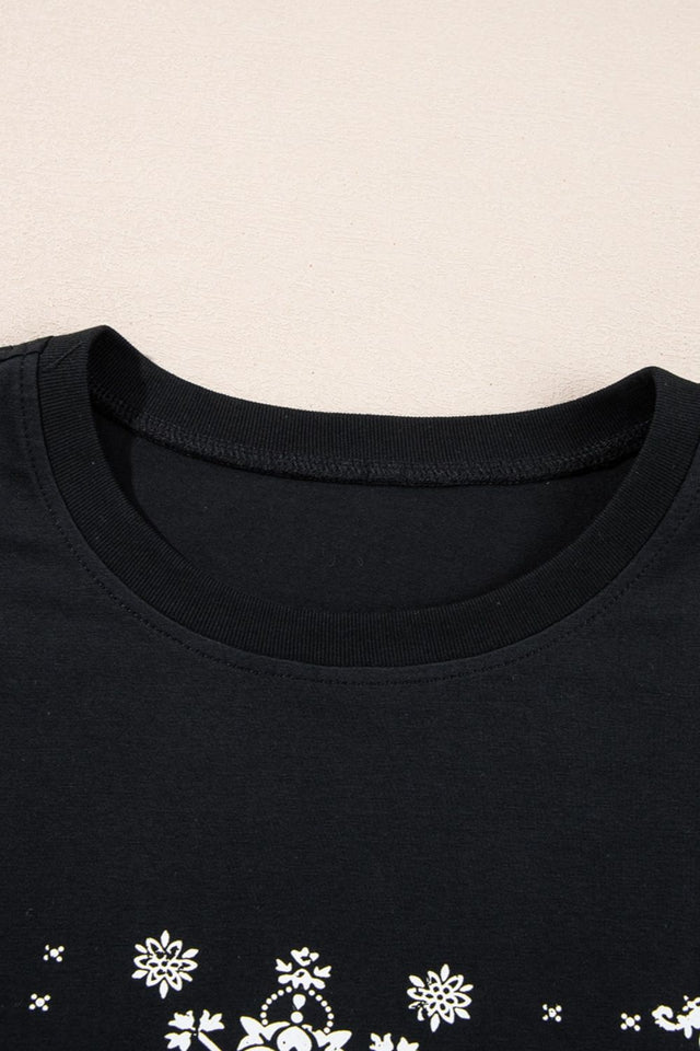 Paisley Round Neck Half Sleeve T-Shirt