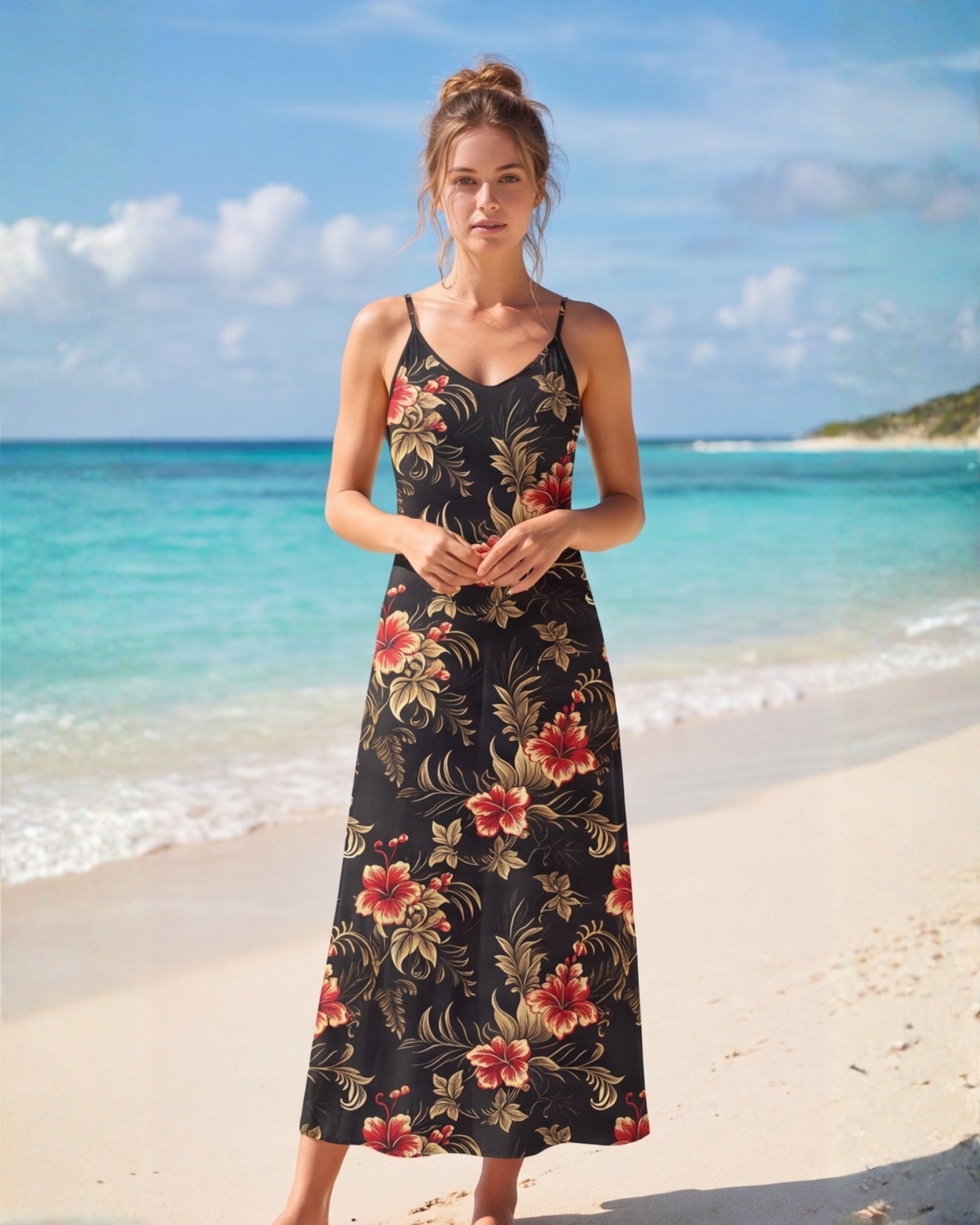 Maxi Slip Dress - Midnight Hibiscus