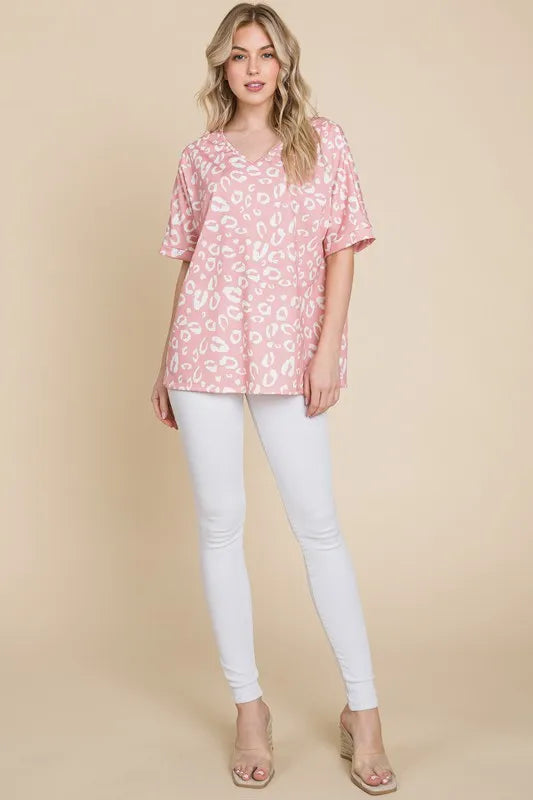 Loose Fit Animal Print Soft Knit Top