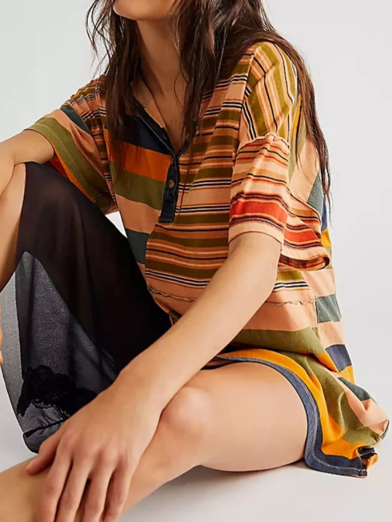 Surplice Lace Long Sleeve Mini Dress - Semi-Sheer.