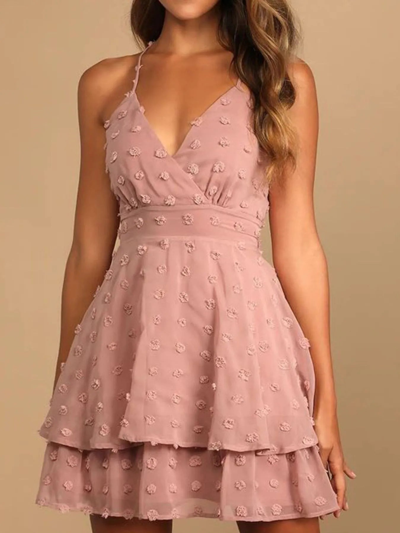 Tassel Floral Print Cami Dress - Ruched.