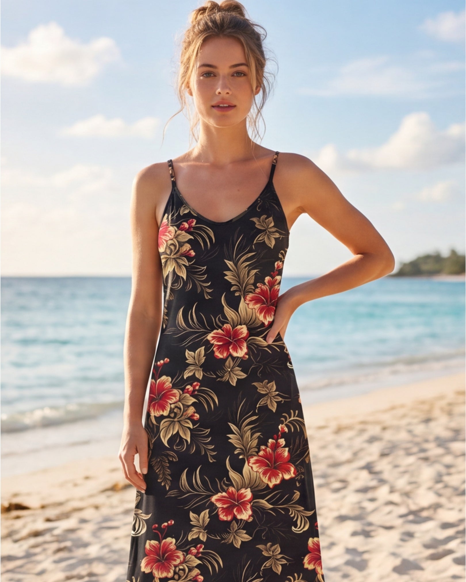 Maxi Slip Dress - Midnight Hibiscus